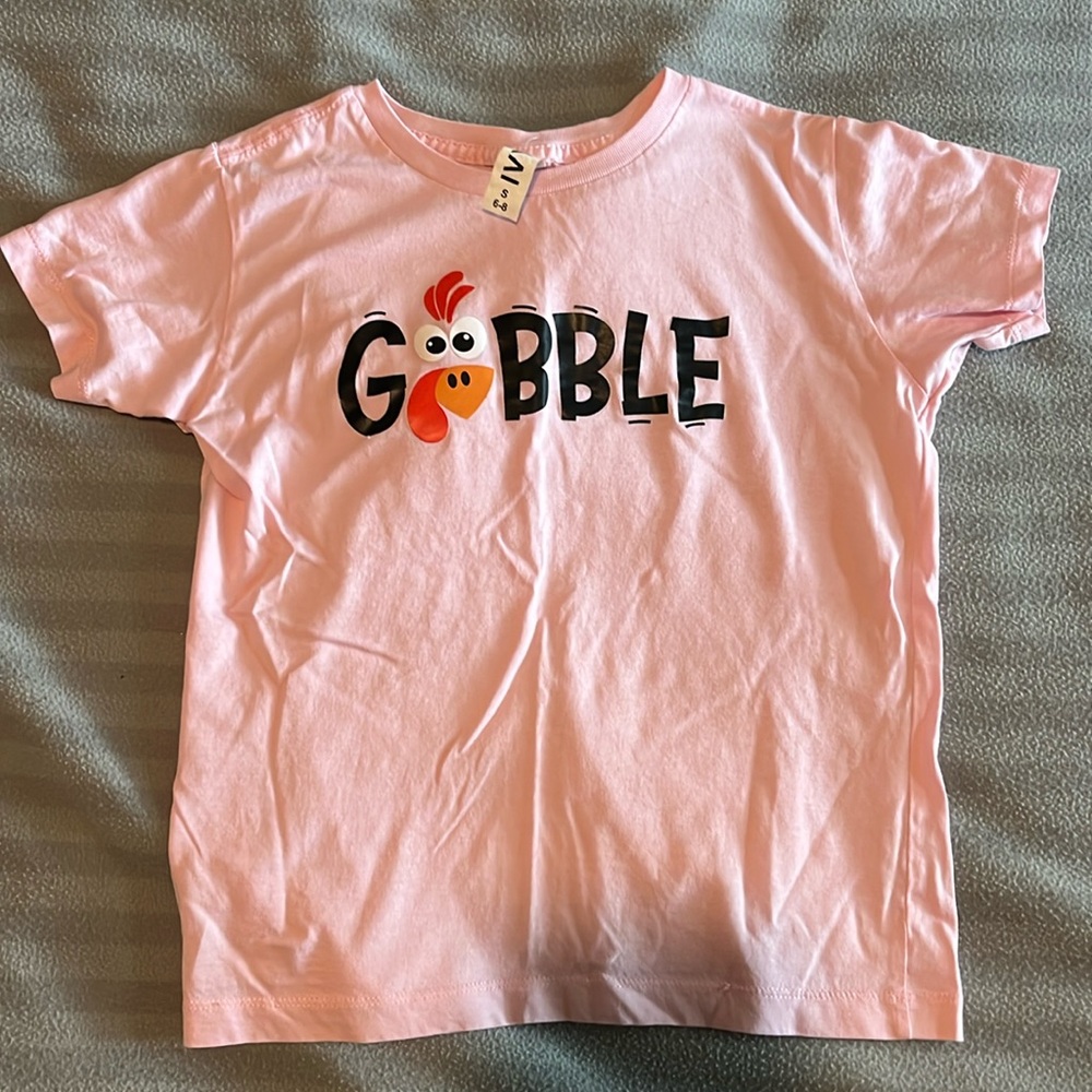 Girls “Gobble” Thanksgiving Shirt. Size 6